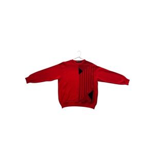Tuscon Mens Red Geometric Print Wool Blend Sweater Size XL Made in Italy